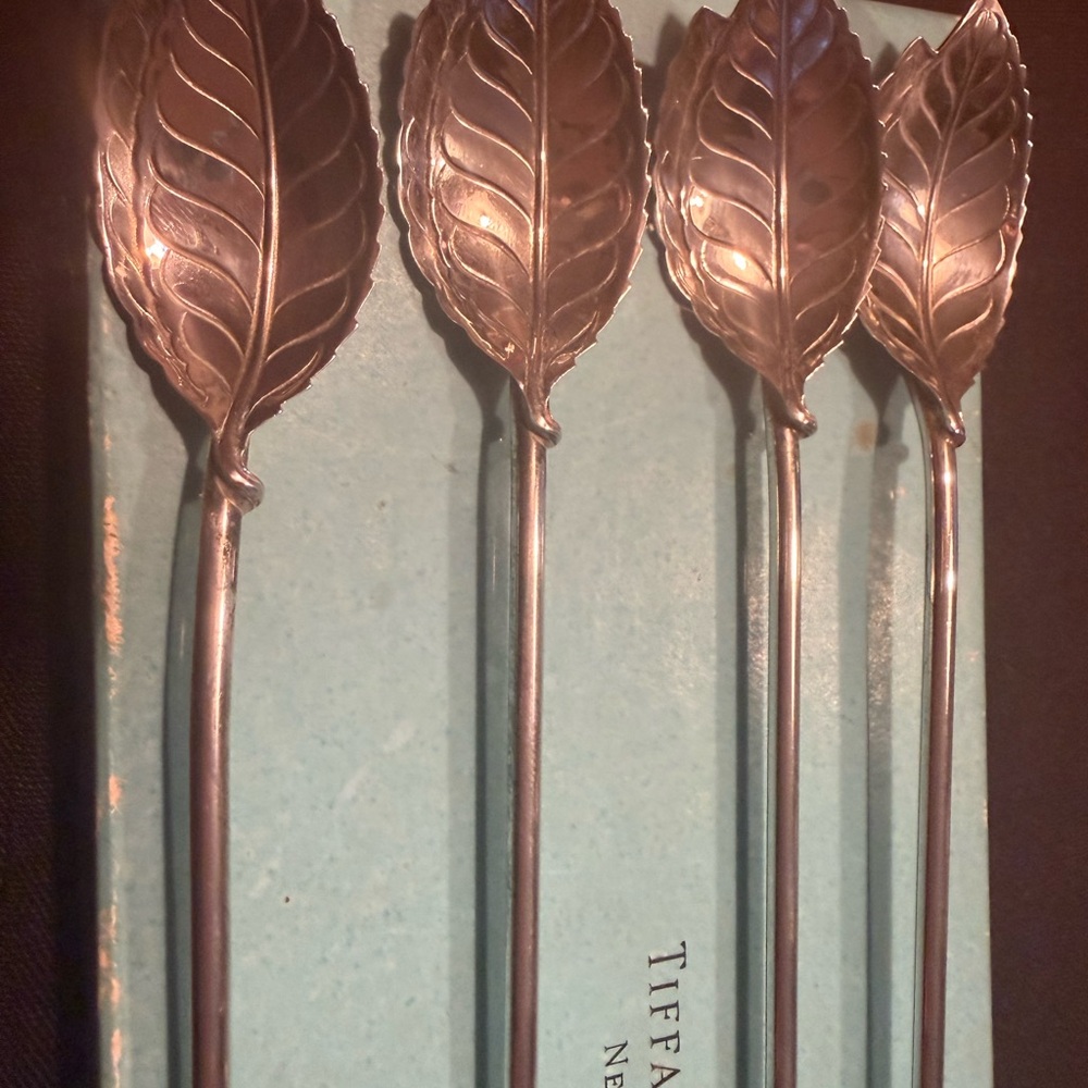 Auth Tiffany & Co 925 Vintage S&S Mint Julep Iced Tea Straws Stirrers Send Offer - Picture 4 of 6